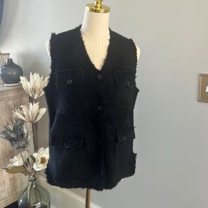Max Studio Button Faux Fur Vest